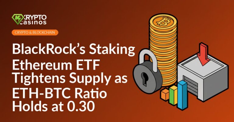 Stack of coins secured by padlock next to upward bar chart and warehouse with downward arrow on white background.