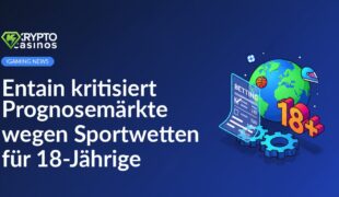 Junge Frau sitzt konzentriert vor Laptop, im Hintergrund bunte Wettquoten und Sport-Symbole eingeblendet