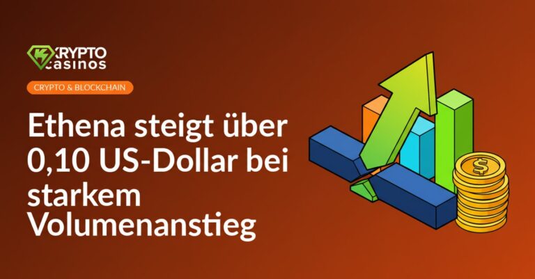 Ein aufrechter Pfeil durchbricht eine Linie, steigt über steigende Balkendiagramme und gestapelte Goldmünzen.