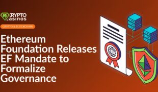 Official document with seal and ribbon beside interconnected server cubes and a shield decorated with geometric lines.