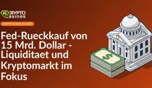 Zentralbankgebäude mit Säulen neben einem Stapel von Anleihezertifikaten mit Dollarzeichen darauf