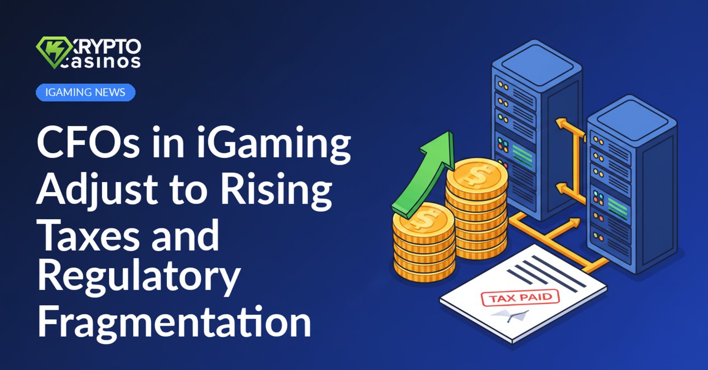 Stacked gold coins with upward arrow, tax document stamped, server racks connected by arrows on white background