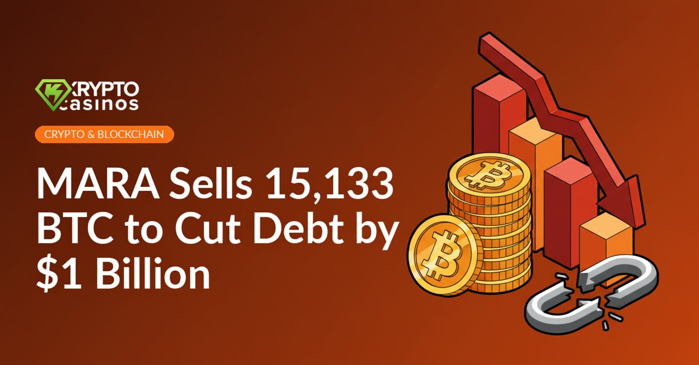 Stack of digital coins next to a downward bar chart with a bold arrow and a broken chain link on a dark background