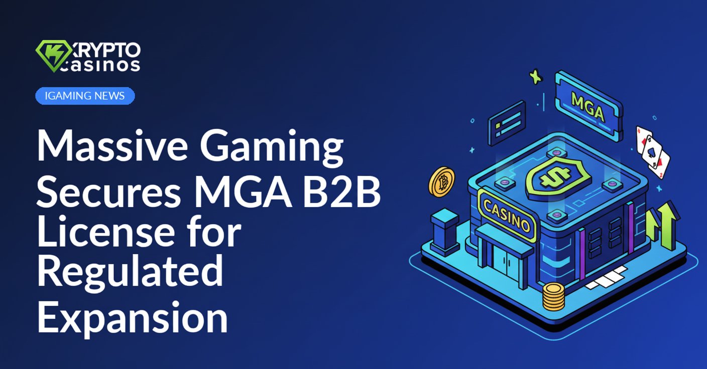 Colorful gaming icons and chips around a glowing MGA license document on a dark blue background with digital patterns