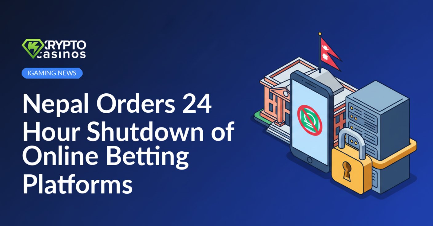 Government building with Nepal flag, smartphone displaying blocked app icon, and server rack secured by large padlock.