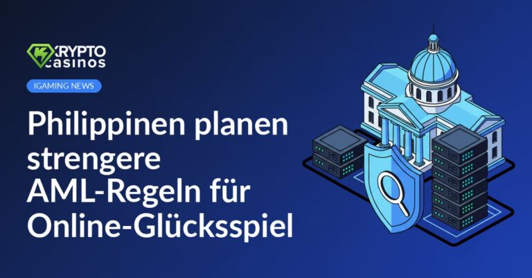 Regierungsgebäude neben einem Serverstapel, darüber ein Schild mit Lupe als Symbol für Kontrolle und Sicherheit.