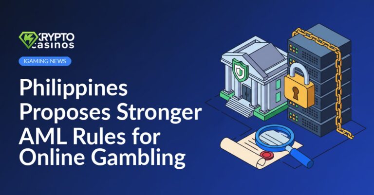 Civic building with shield emblem, locked server stack, stamped document, and magnifying glass arranged on a blue background.