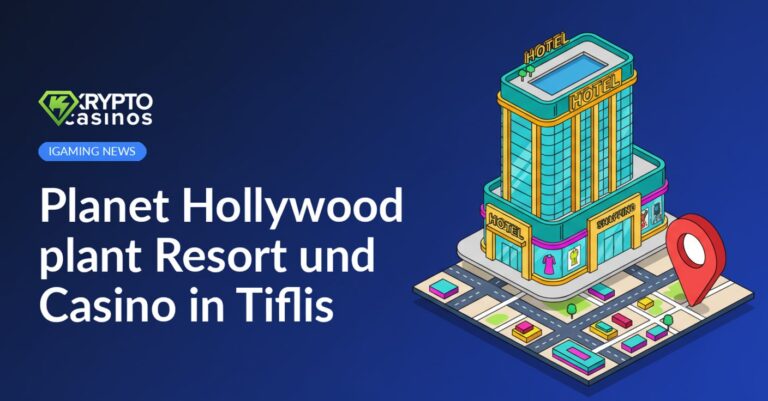 Luxus-Hotel-Turm neben Einkaufszentrum mit Schaufenstern, darunter Stadtkarte mit Standort-Pin auf Tiflis.