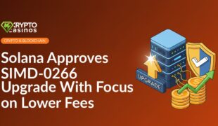 Server rack with glowing green arrow pointing up, shield with checkmark badge, and stacked coins beside upward chart.