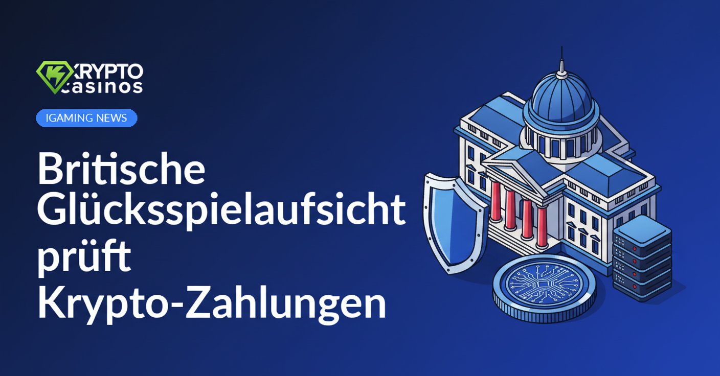 Regierungsgebäude in UK-Farben, große Münze mit Schaltkreismuster, Schild hält dunklen Serverstapel ab.