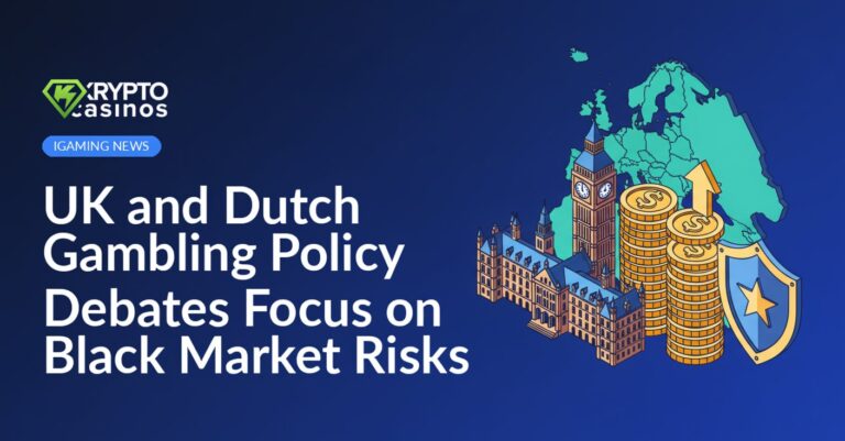 Two parliament buildings with a stack of coins and upward arrow beside a shield overlaying a map of Europe.