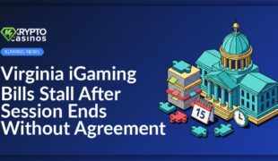 Virginia government building with two stacks of documents featuring puzzle pieces and a calendar page with a clock.