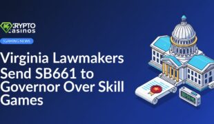 Virginia state capitol building with a sealed legal document and a digital counter displaying numbers in red and blue.