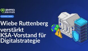 Regierungsgebäude mit Säulen, daneben Serversystem mit digitalem Schutzschild und Globus mit Warnsymbol.