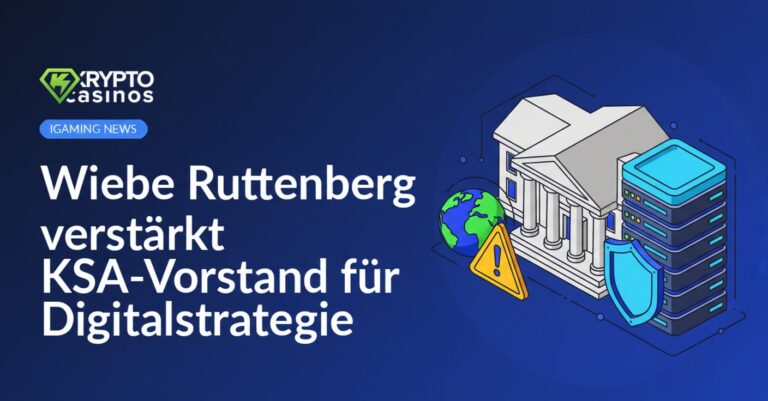 Regierungsgebäude mit Säulen, daneben Serversystem mit digitalem Schutzschild und Globus mit Warnsymbol.