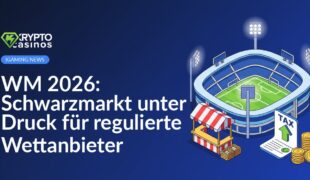 Soccerstadion bei Nacht mit Flutlicht, gestreifter Marktstand, Steuerdokument mit Pfeil nach oben und Münzen im Vordergrund