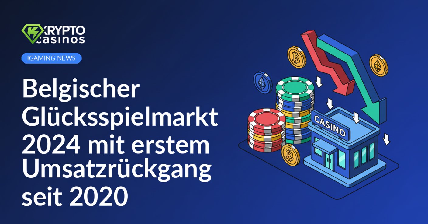 Spielautomat mit fallendem Pfeil und Geldscheinen auf blauem Hintergrund, Zahl „2024“ oben rechts sichtbar