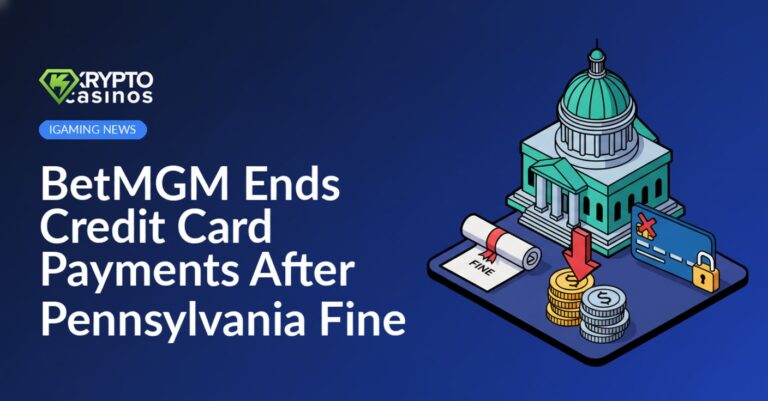 Government building with a fine document, a blocked credit card icon, and coins with a red downward arrow on white background