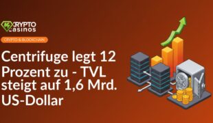 Verknüpfte Serverblöcke, steigendes Balkendiagramm mit Pfeil und Tresor mit gestapelten Münzen daneben.