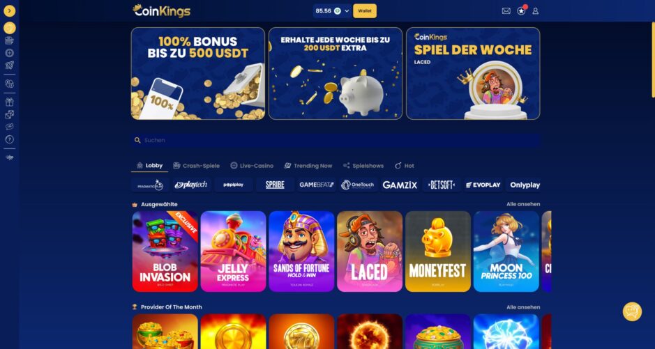 Screenshot der Coinkings Homepage