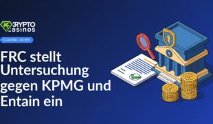 Regierungsgebäude mit Schildemblem, Prüfungsdokument mit grünem Häkchen, Stapel Pfundmünzen nebeneinander.
