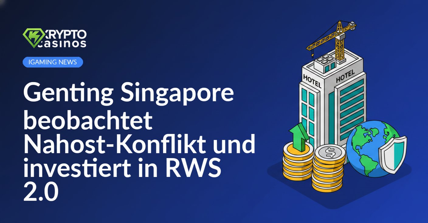 Modernes Hotelgebäude mit Baukran, Münzstapel und Aufwärtspfeil, Globus mit Schildsymbol vor hellem Hintergrund.