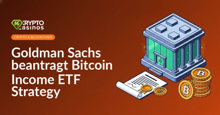 Modernes Bankgebäude, offizielles Dokument mit Siegel und digitaler Münzstapel im Vordergrund.