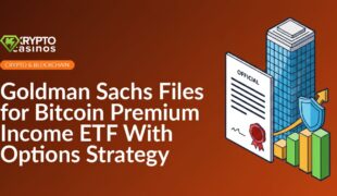 Official document with gold seal, modern glass office building in background, rising blue bar chart with shield icon overlayed.