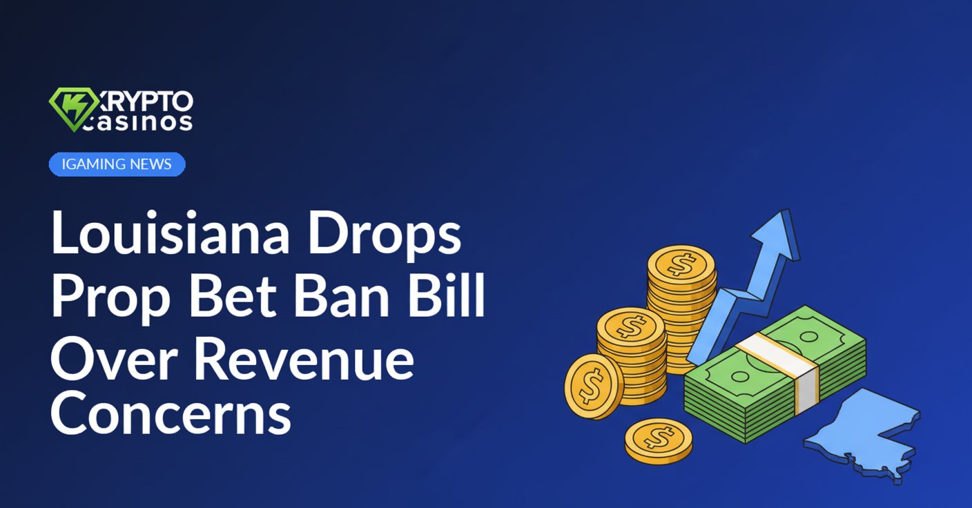 Louisiana state capitol building with a betting slip and dollar bills overlay on a wooden table background.