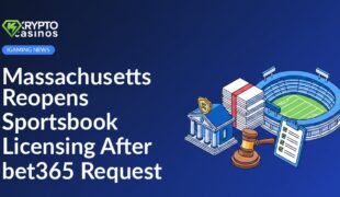 Government building with shield emblem, wooden gavel on stacked documents, stadium with checklist clipboard nearby