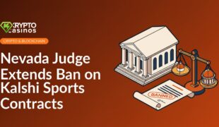 Courthouse with columns, legal document stamped with red "BAN," and balance scale in front of a government building.