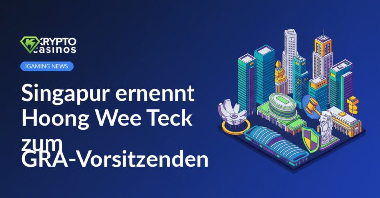 Portät von Hoong Wee Teck vor einem Gebäude mit singapurischer Flagge im Hintergrund.