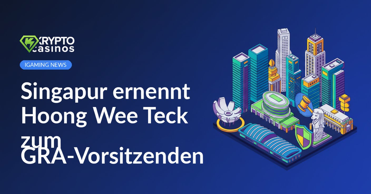 Portät von Hoong Wee Teck vor einem Gebäude mit singapurischer Flagge im Hintergrund.