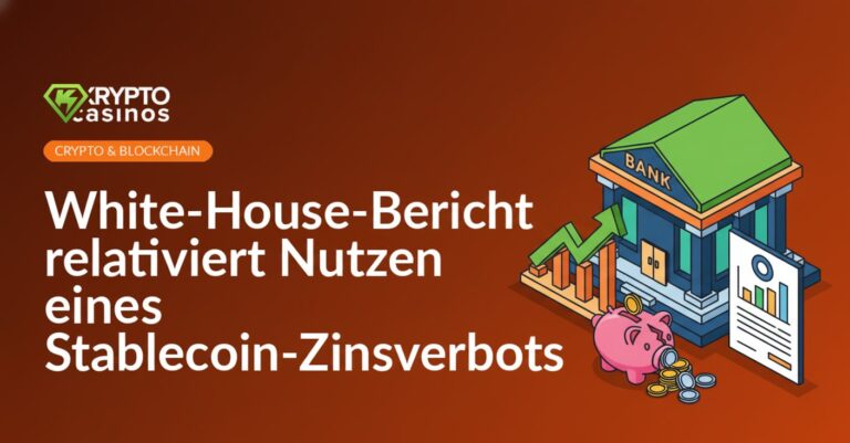 Bankgebäude mit aufsteigendem Pfeil, offizieller Bericht mit Balkendiagramm, zerbrochene Sparbüchse und verstreute Münzen.