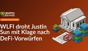 Gerichtshaus, Dokument mit rotem Warnstempel und miteinander verbundene Serverblöcke vor dunklem Hintergrund