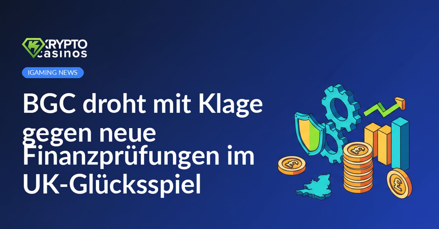 Logo der British Gaming Commission vor einem britischen Glücksspielautomaten mit Geldscheinen im Hintergrund