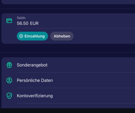 Das Bild zeigt die Auszahlungsmaske des Betmatch Casino in der Schweiz