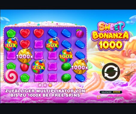 Das Bild zeigt wie aktuell der Slot Sweet Bonanza gespielt wird