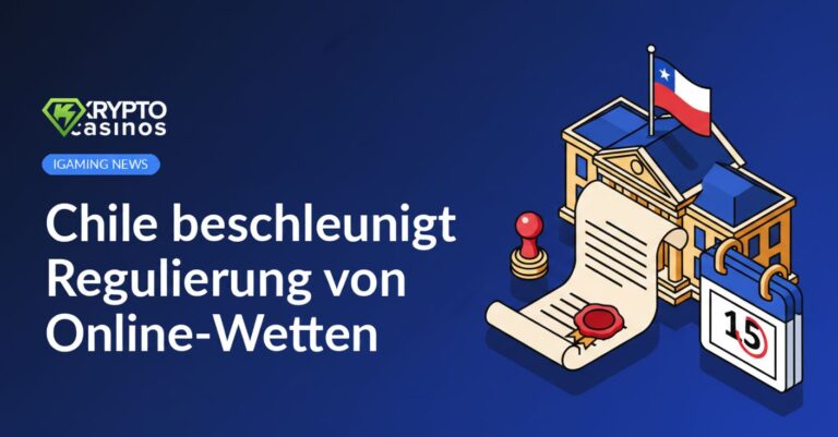 Regierungsgebäude mit chilenischer Flagge, rechts ein mit Siegel versehendes Dokument und ein Kalender mit markiertem Datum.