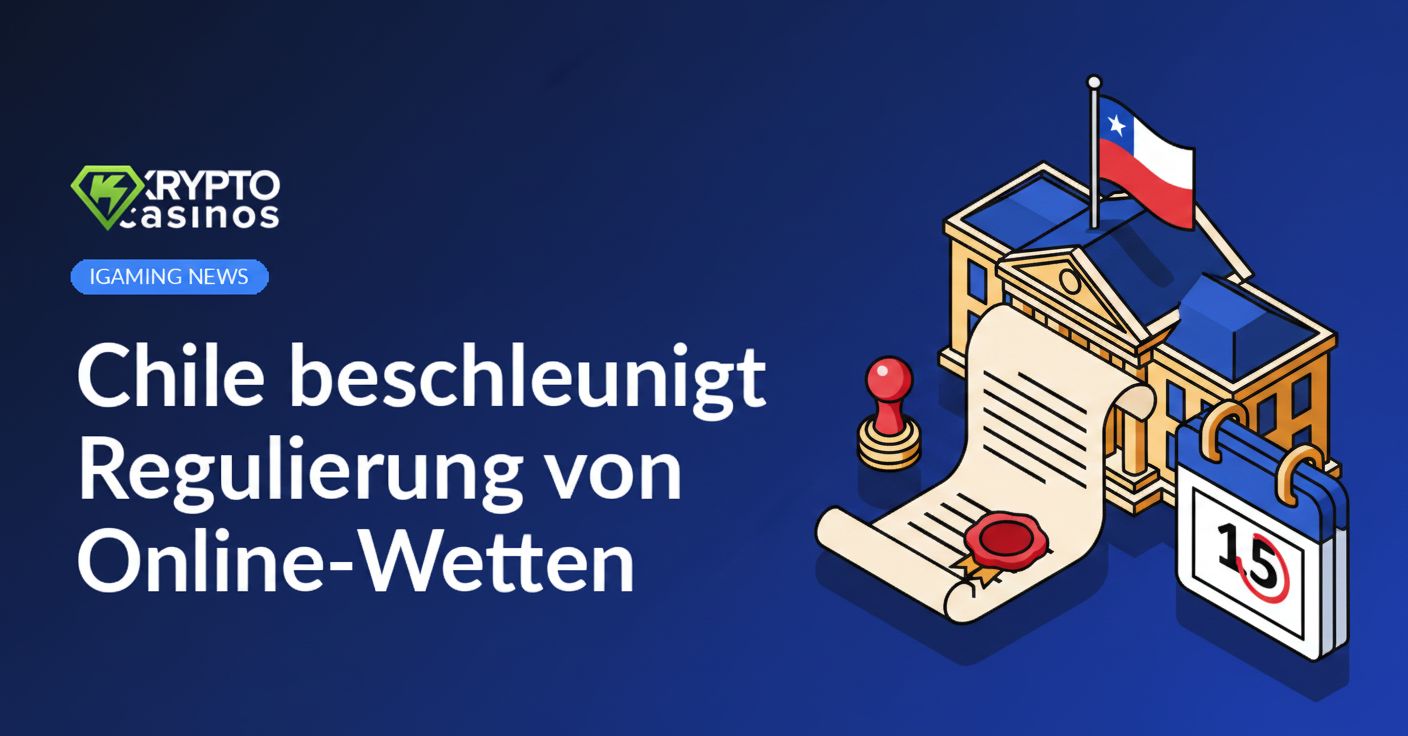 Regierungsgebäude mit chilenischer Flagge, rechts ein mit Siegel versehendes Dokument und ein Kalender mit markiertem Datum.