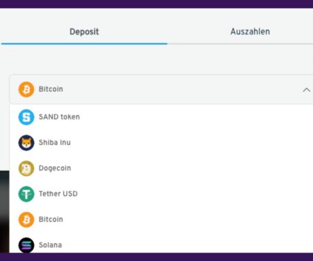 Das Bild zeigt bei Cryptorino Deutschland die vorhandenen Kryptowährungen