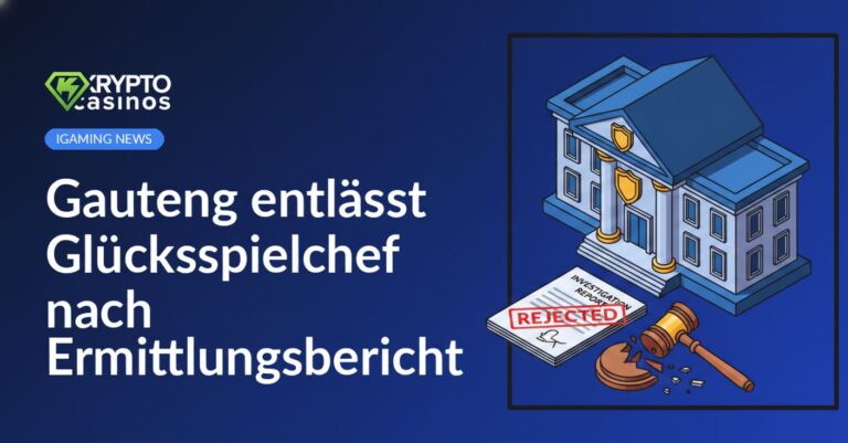 Regierungsgebäude mit Wappen, Ermittlungsbericht mit rotem Stempel „Abgelehnt“ und zerbrochener Richterhammer.
