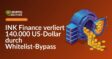 Zerbroßener digitaler Tresor neben Serverstapel mit zerbrochenem Schild, aus dem Münzen in US-Dollar herausfließen.