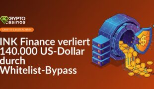 Zerbroßener digitaler Tresor neben Serverstapel mit zerbrochenem Schild, aus dem Münzen in US-Dollar herausfließen.