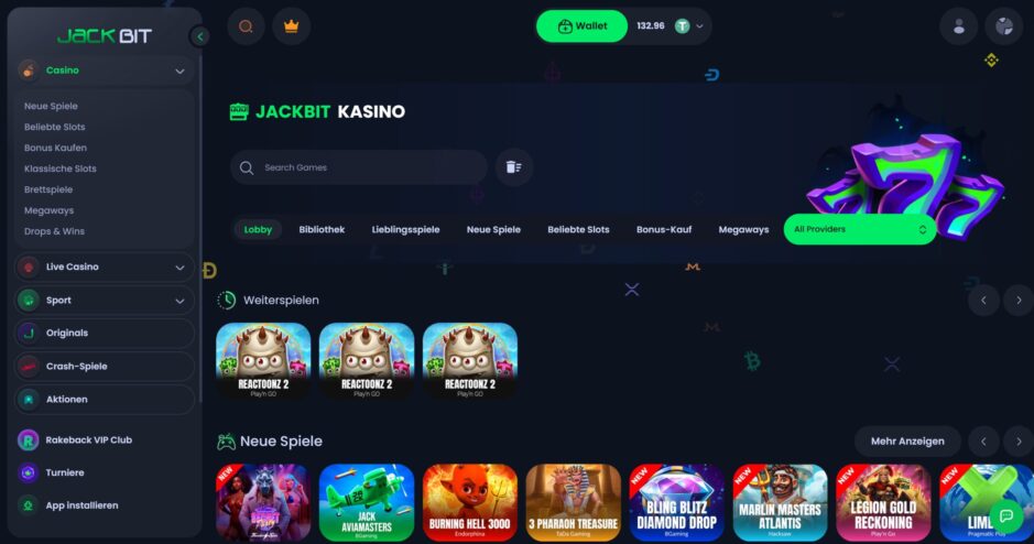 Screenshot der Jackbit Homepage