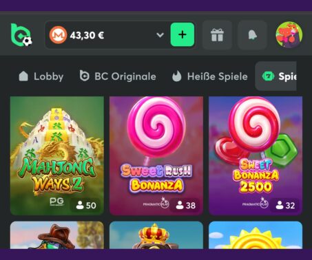 Das Bild zeigt, wie man aktiv im BC. Game Casino spielt