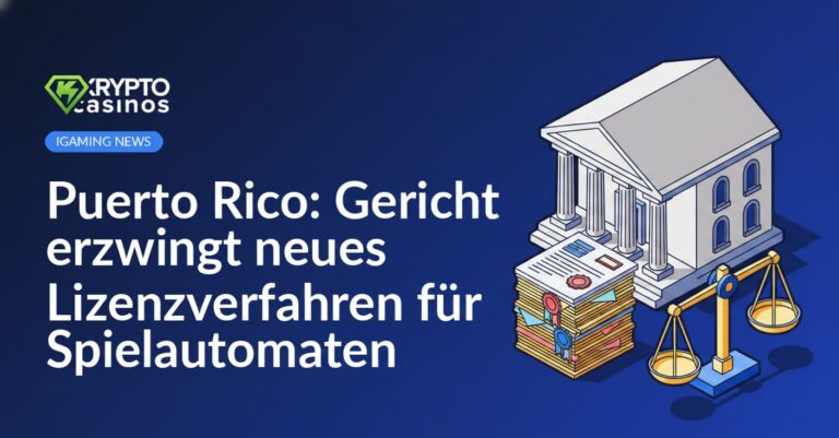Gerichtsgebäude im Hintergrund, gestapelte Lizenzdokumente mit rotem Stempel und Waage der Gerechtigkeit im Vordergrund.