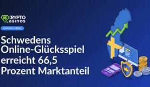 Schwedenkarte mit aufsteigendem Diagramm, Smartphone, Desktopbildschirm, Schildsymbol und Münzstapel vor hellem Hintergrund