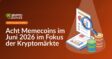 Offenes Berichtsdokument mit Diagrammen und Checkliste, Lupe darauf, bunte Münzstapel im Lichtspot.