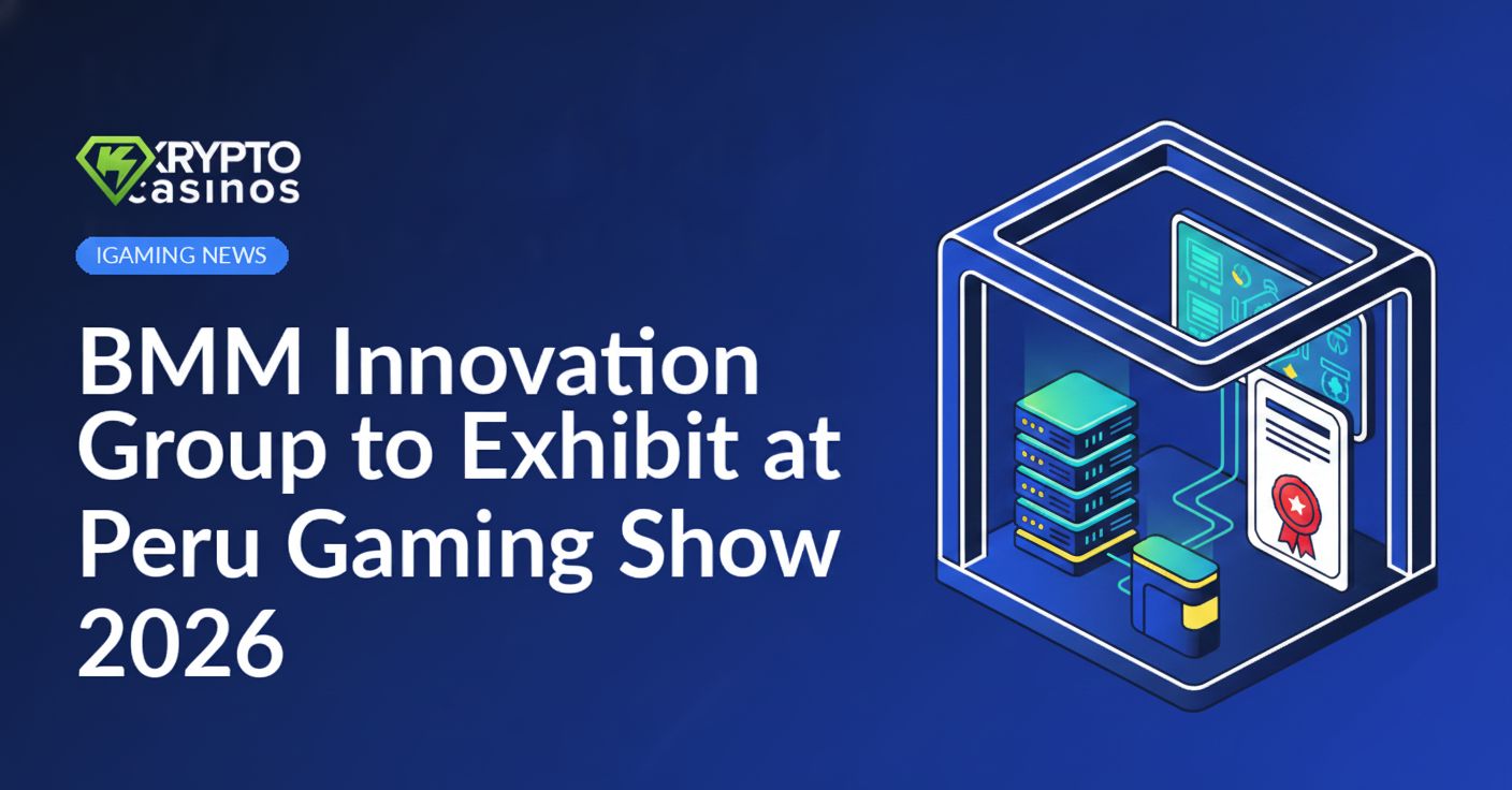 Isometric exhibition booth with large screen, server stack connected by network lines, and certificate with ribbon seal.